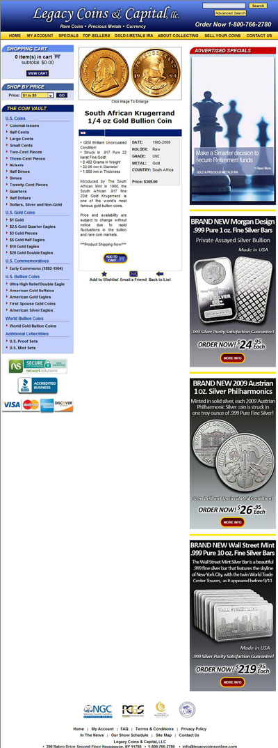 Legacy Coins & Capital, LLC (legacycoinsonline.com) Krugerrands Page